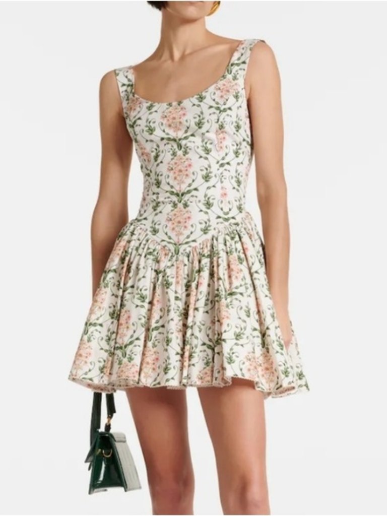 Agua By Agua Bendita Pluma Floral Corset Cotton Dress